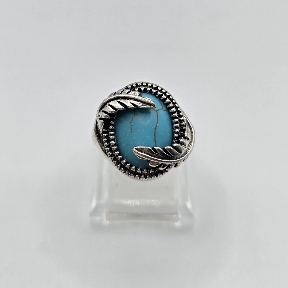 SILVER AND TURQUOISE NAJAVO RING SIZE 9